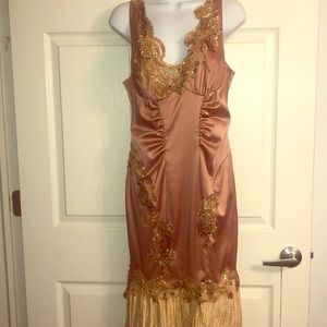 Midi silky evening dress dusty rose